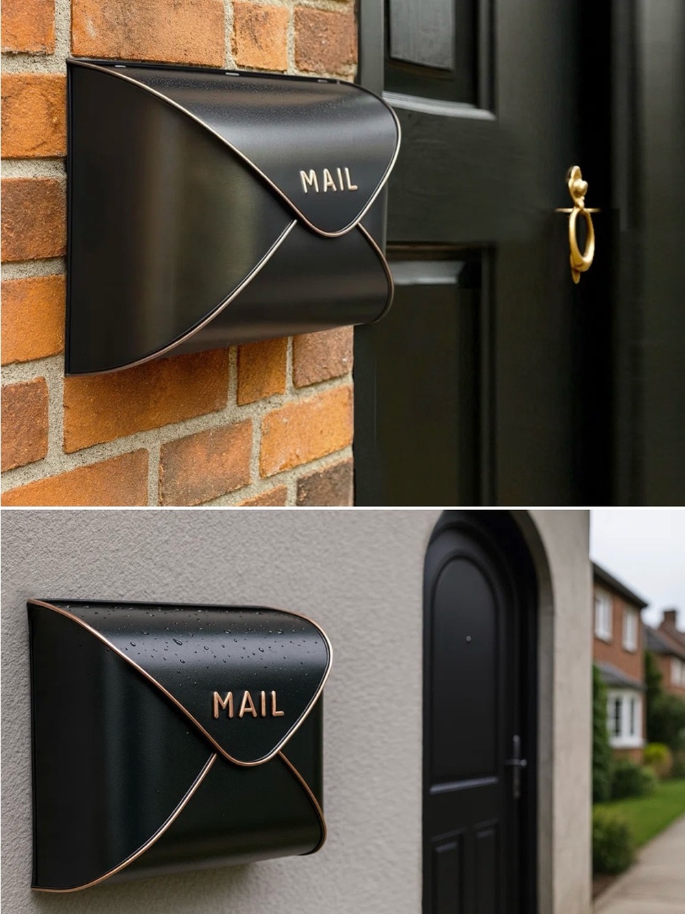 Black Mailbox Wall-Mounted Mail Holder with Gold Trim - Brand Unspecified